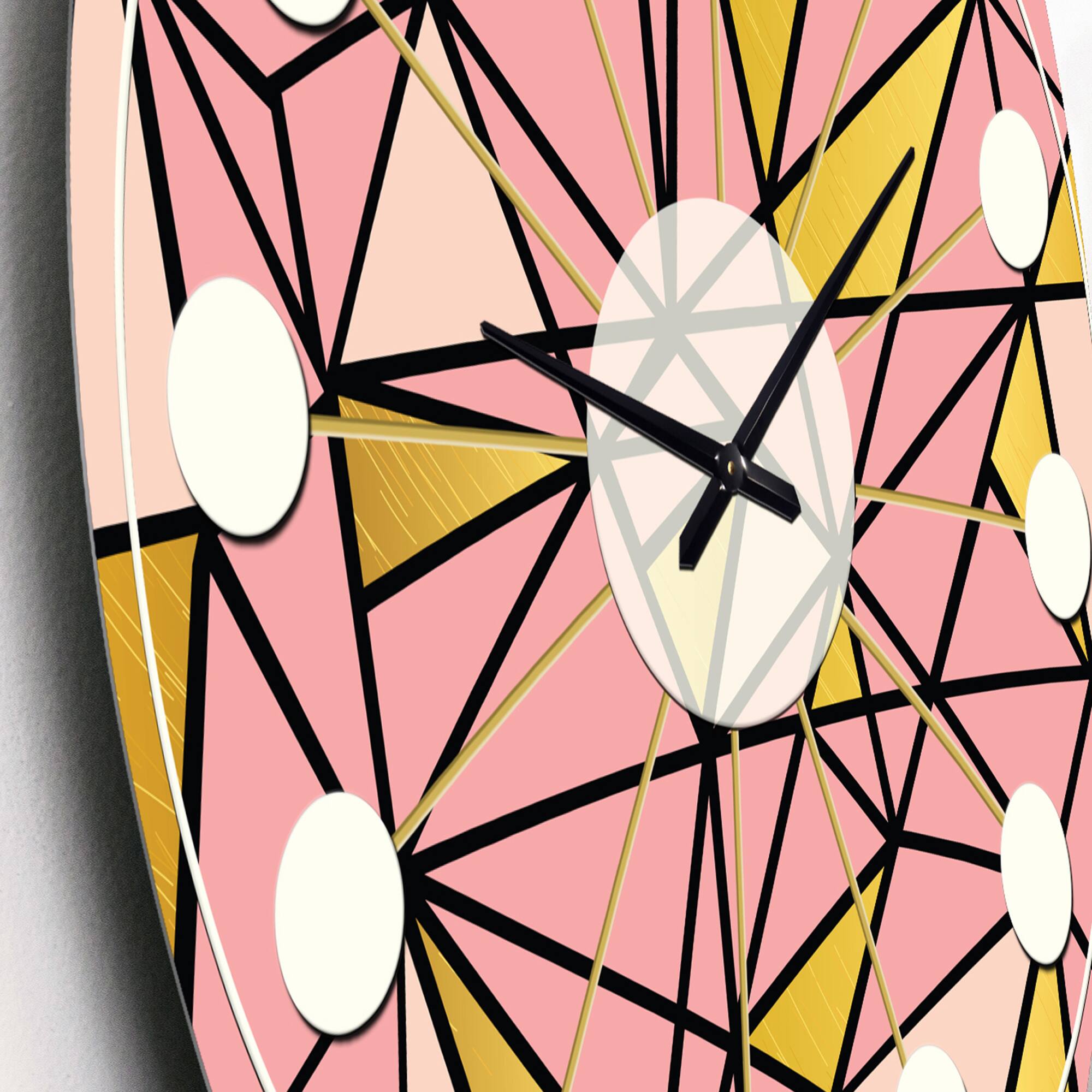 Designart 'Triangular Gold Design Ii Mid-Century Modern Wall Clock